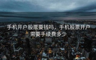 手机开户股票要钱吗，手机股票开户需要手续费多少