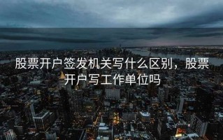 股票开户签发机关写什么区别，股票开户写工作单位吗