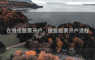 在微信股票开户，微信股票开户流程