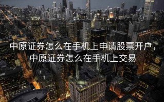 中原证券怎么在手机上申请股票开户，中原证券怎么在手机上交易