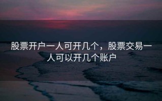 股票开户一人可开几个，股票交易一人可以开几个账户