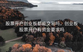 股票开户创业板都能交易吗，创业板股票开户有资金要求吗