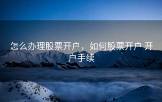 怎么办理股票开户，如何股票开户 开户手续