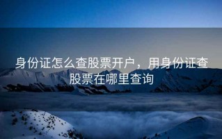 身份证怎么查股票开户，用身份证查股票在哪里查询