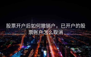 股票开户后如何撤销户，已开户的股票账户怎么取消