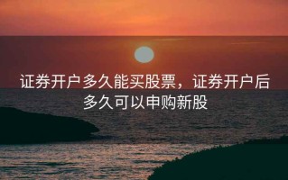 证券开户多久能买股票，证券开户后多久可以申购新股