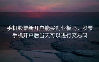 手机股票新开户能买创业板吗，股票手机开户后当天可以进行交易吗