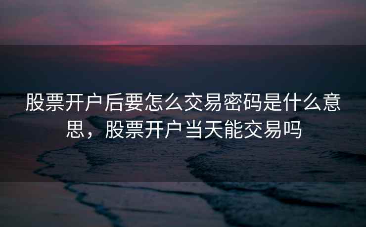 股票开户后要怎么交易密码是什么意思,股票开户当天能交易吗 股票开户后要怎么交易密码是什么意思,股票开户当天能交易吗