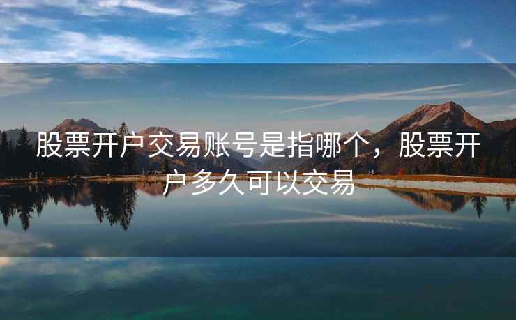 股票开户交易账号是指哪个,股票开户多久可以交易 股票开户交易账号是指哪个,股票开户多久可以交易
