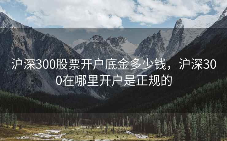 沪深300股票开户底金多少钱，沪深300在哪里开户是正规的