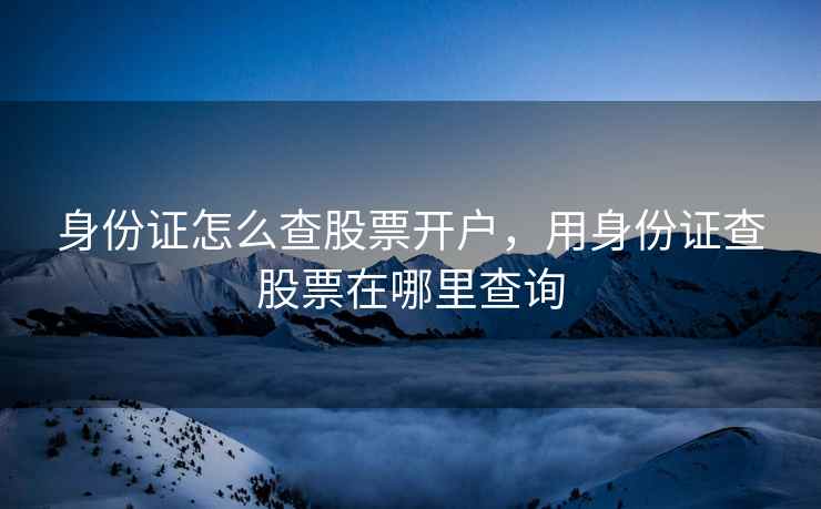 身份证怎么查股票开户,用身份证查股票在哪里查询 身份证怎么查股票开户,用身份证查股票在哪里查询