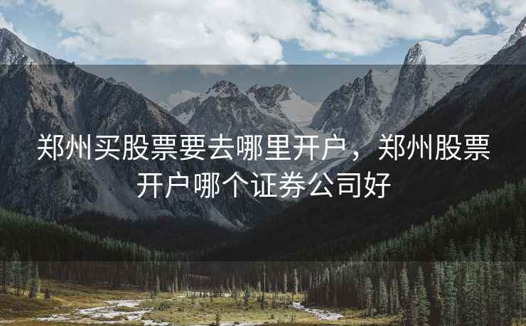 郑州买股票要去哪里开户，郑州股票开户哪个证券公司好